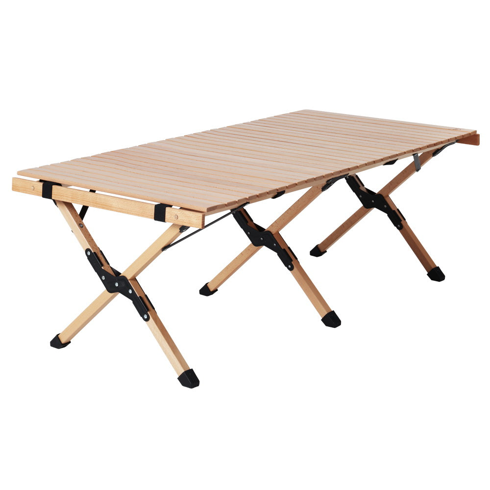 Outdoor Furniture Wooden Egg Roll Picnic Camping Table - 120cm