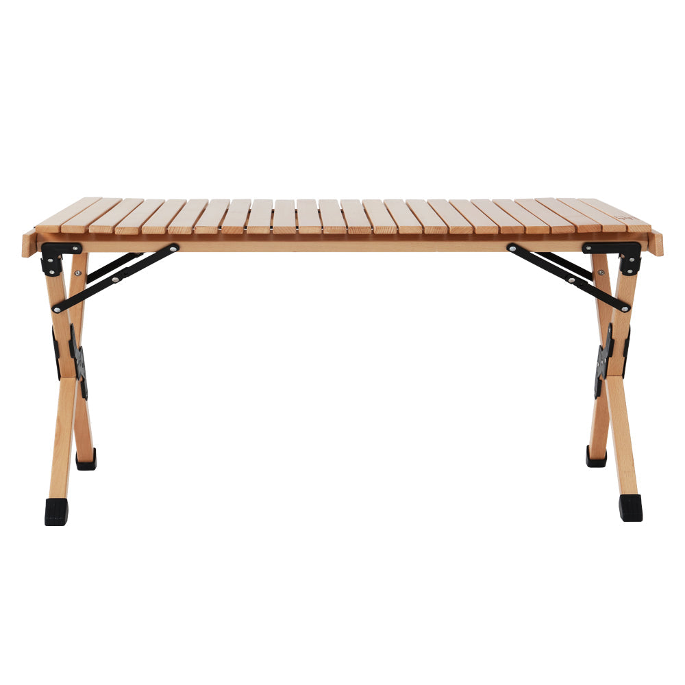 Outdoor Furniture Wooden Egg Roll Picnic Camping Table - 90cm