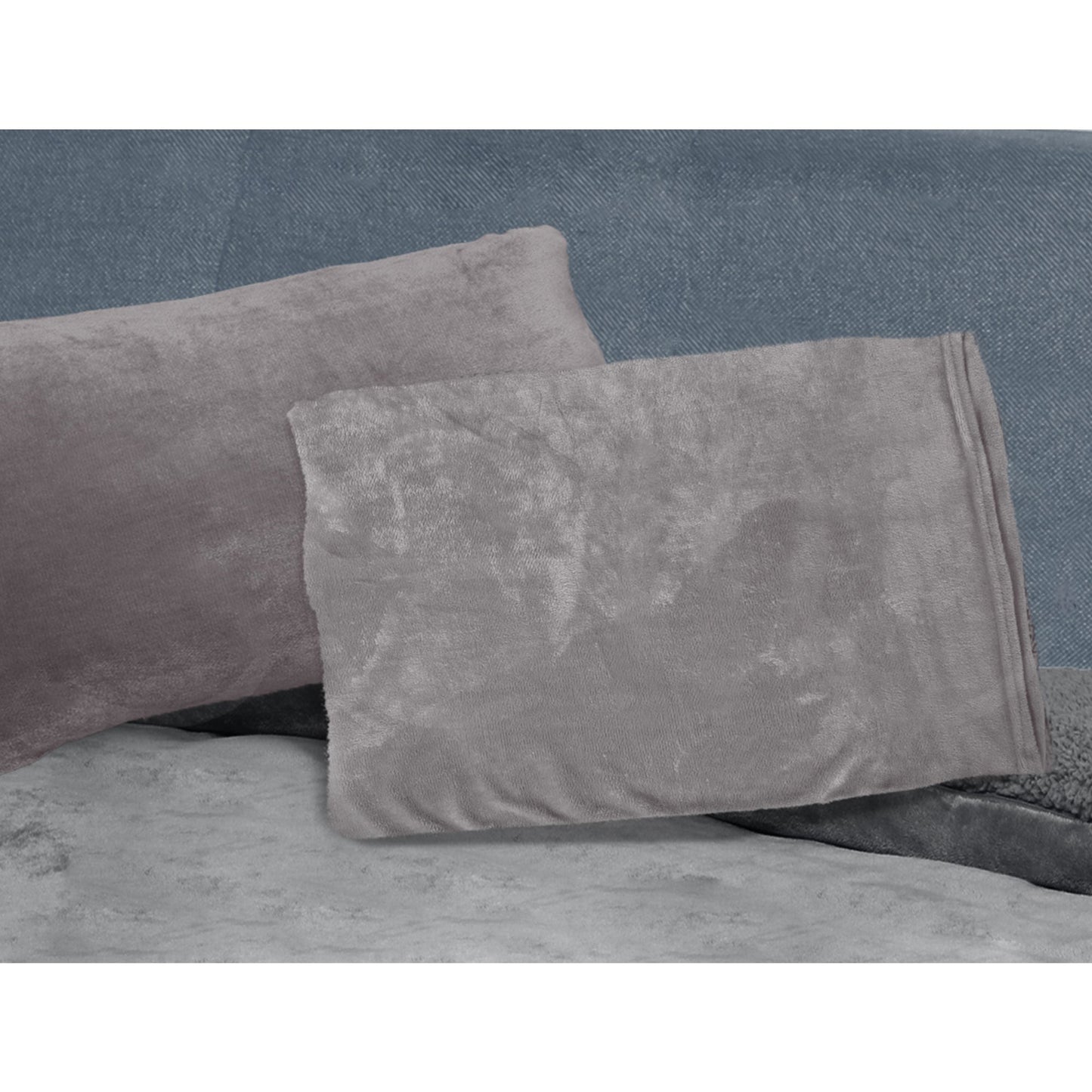 Silver Winter Fleece Bedding Set Bed Fitted Sheets with Pillowcase for All Sizes