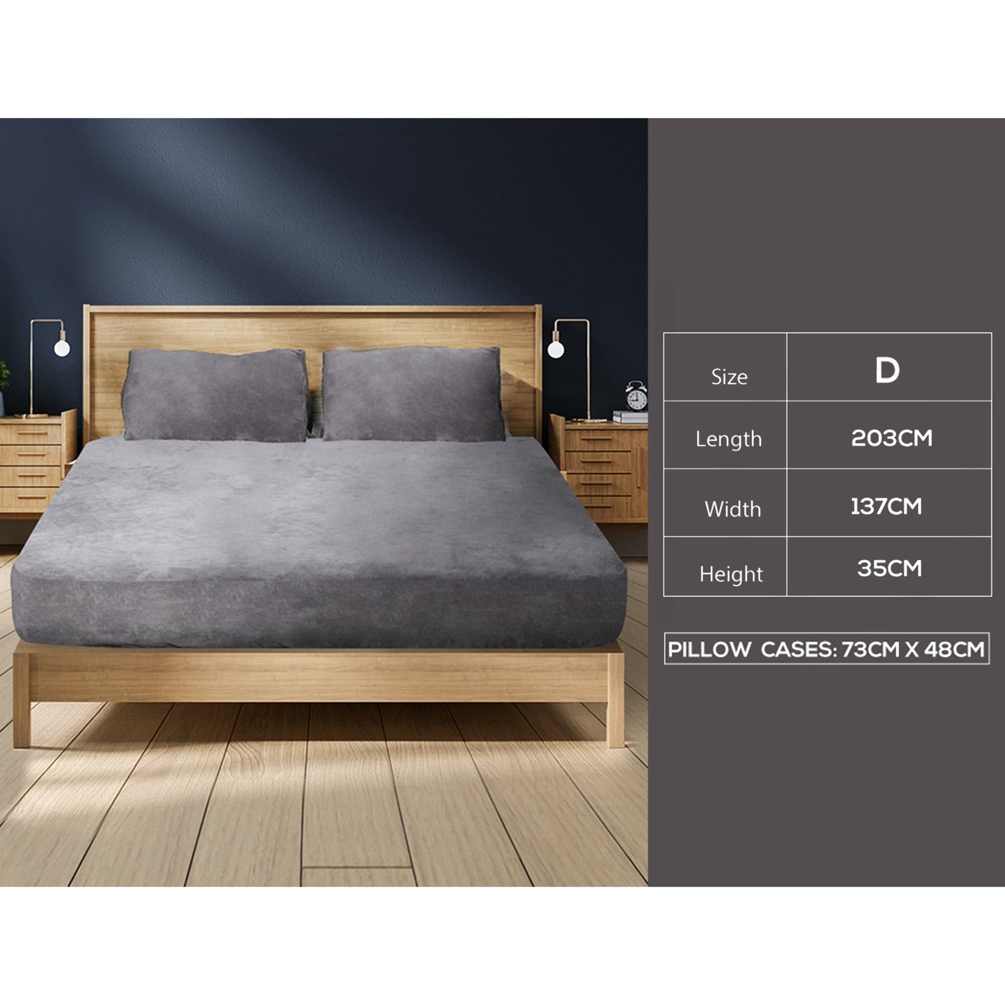 Silver Winter Fleece Bedding Set Bed Fitted Sheets with Pillowcase for All Sizes