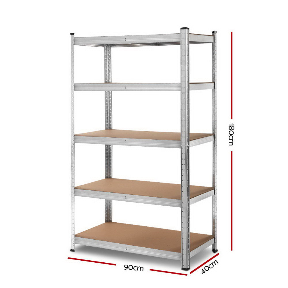 Warehouse Rack Garage Steel Metal Storage Shelve Silver - 1.8M