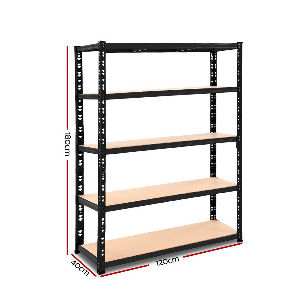 Steel Warehouse Rack Garage Storage Black - 1.8M
