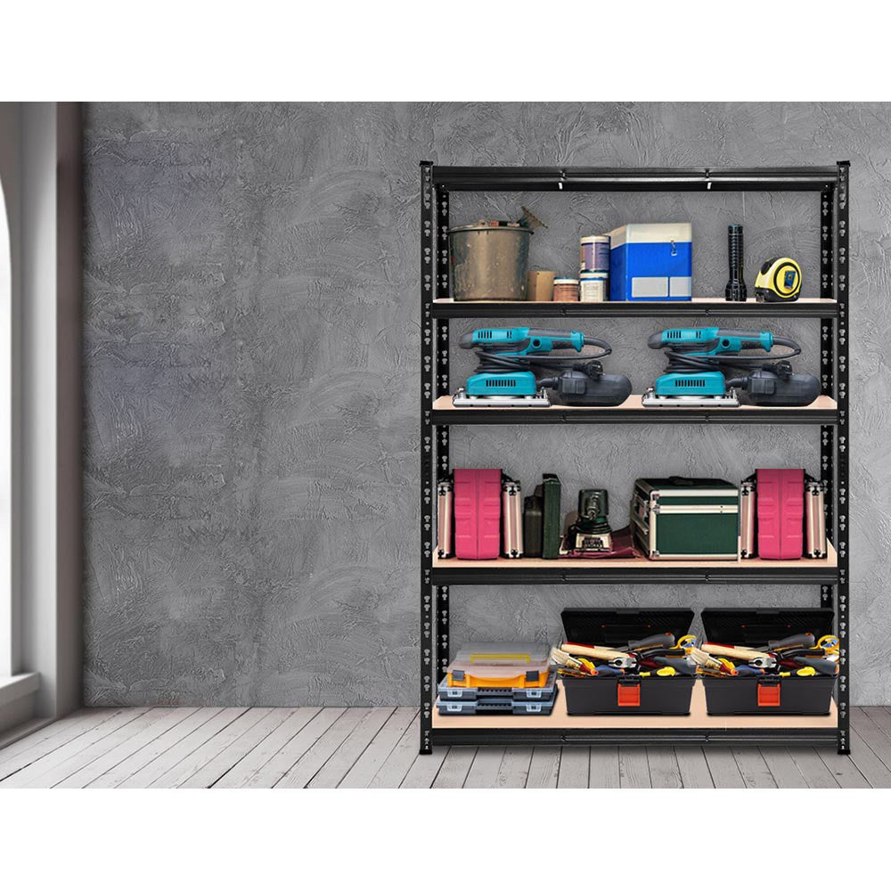 Steel Warehouse Rack Garage Storage Black - 1.8M