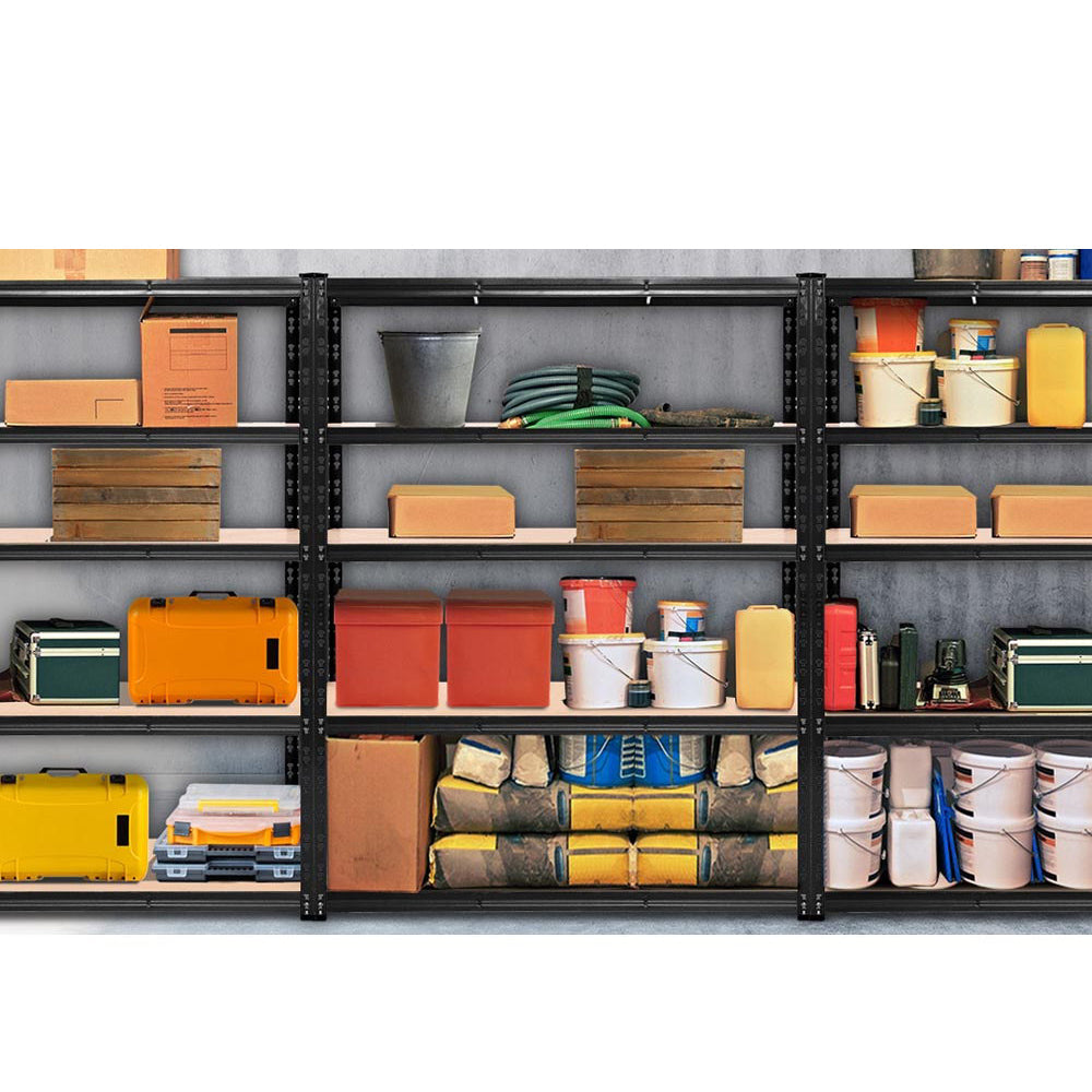 Steel Warehouse Rack Garage Storage Black - 1.8M