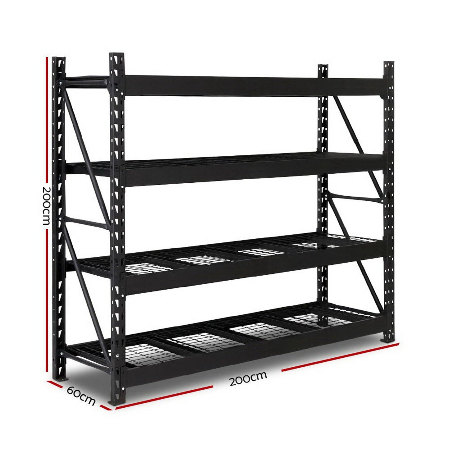 Storage Shelf Rack 4 Tiers Black - 2M