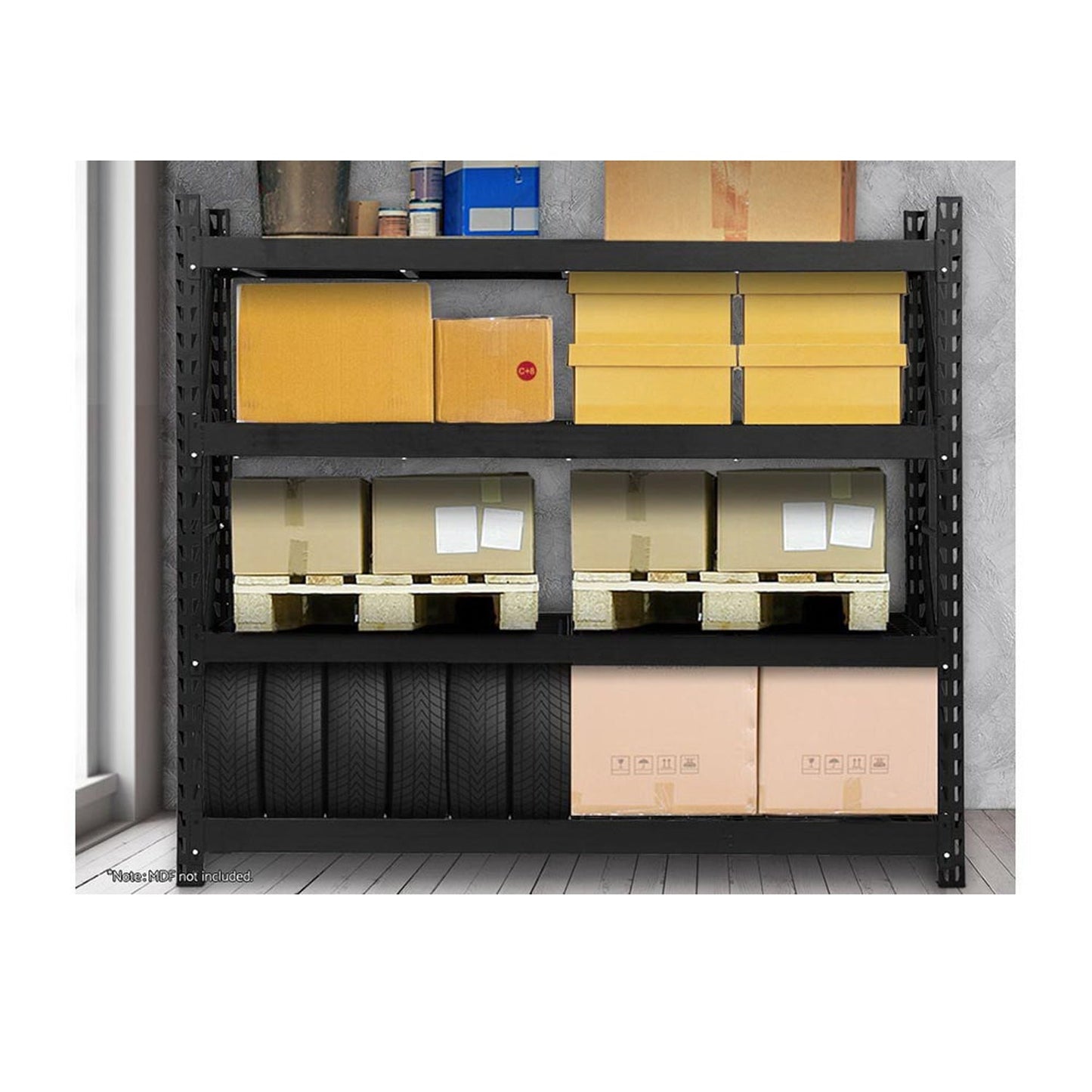 Storage Shelf Rack 4 Tiers Black - 2M
