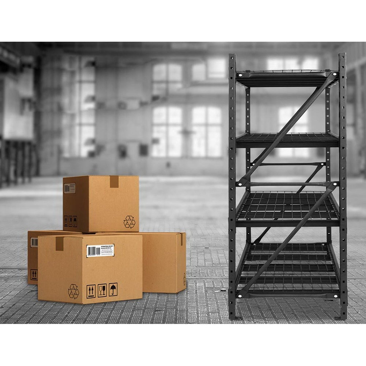 Storage Shelf Rack 4 Tiers Black - 2M