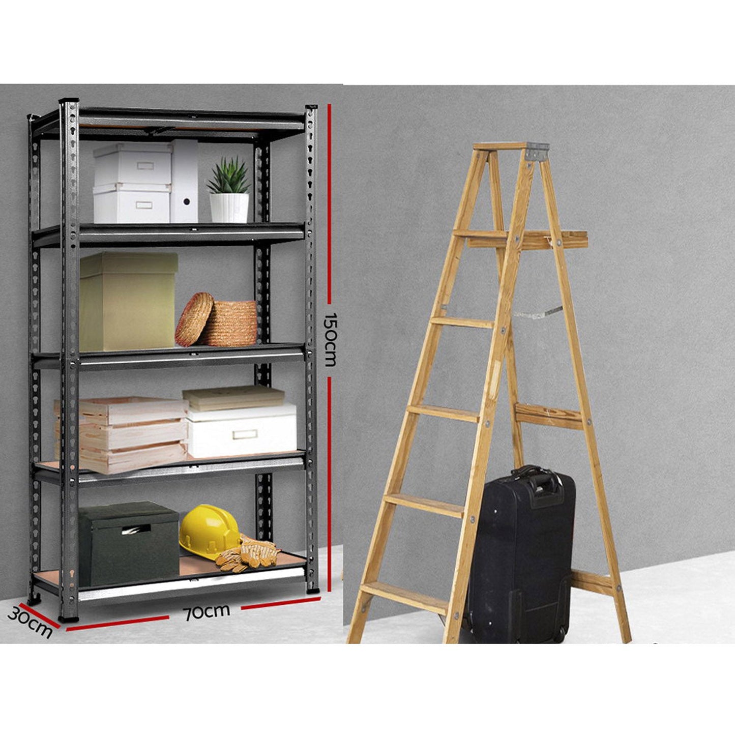 Storage Shelf Rack 5 Tiers - Matte Charcoal