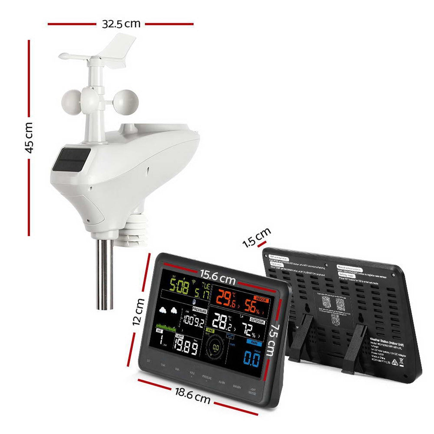 WiFi Professional Weather Station Solar Sensor LCD