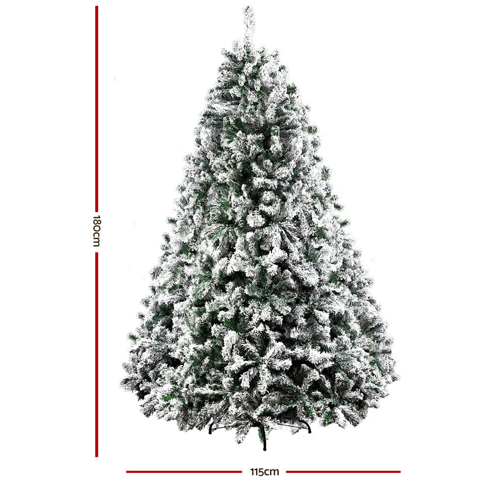Christmas Tree Xmas Decorations Snowy 758 Tips - 1.8m