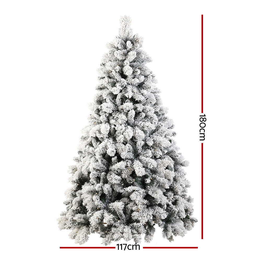 Christmas Xmas Tree with 350 LED Lights Snowy Tips - 1.8m