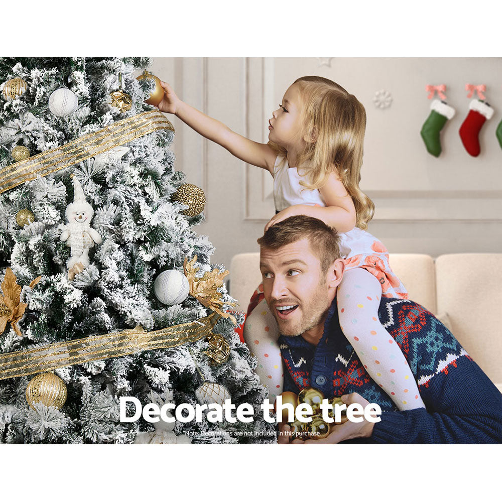 Christmas Tree Xmas Decorations Snowy 1500 Tips - 2.4m