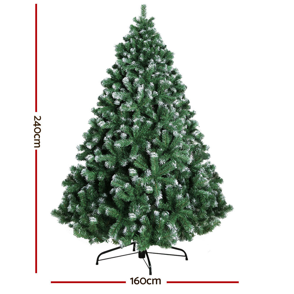 Christmas Tree Xmas Decorations Snowy 1500 Tips - 2.4m
