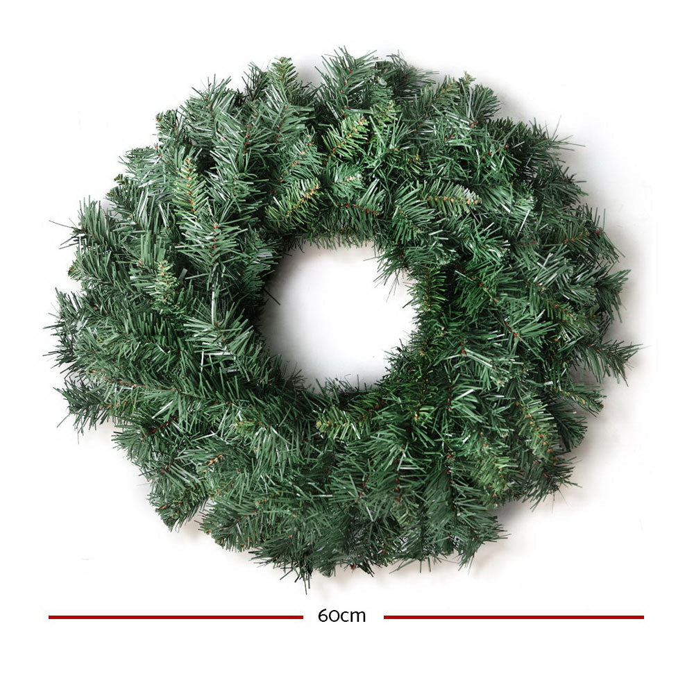 Christmas Wreath Tree Xmas Green Decor - 60cm