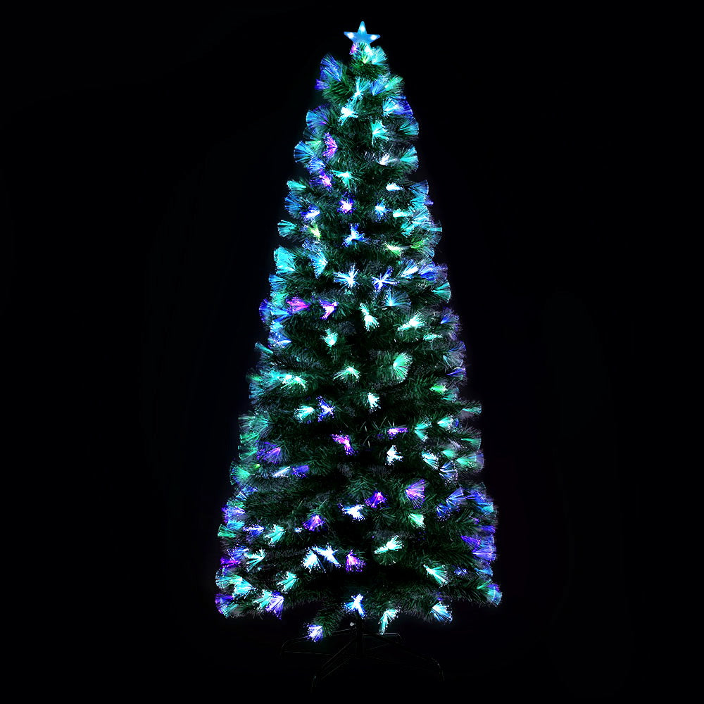 Christmas Tree LED Xmas Lights Optic Fibre Blue Violet Multicolour - 7ft