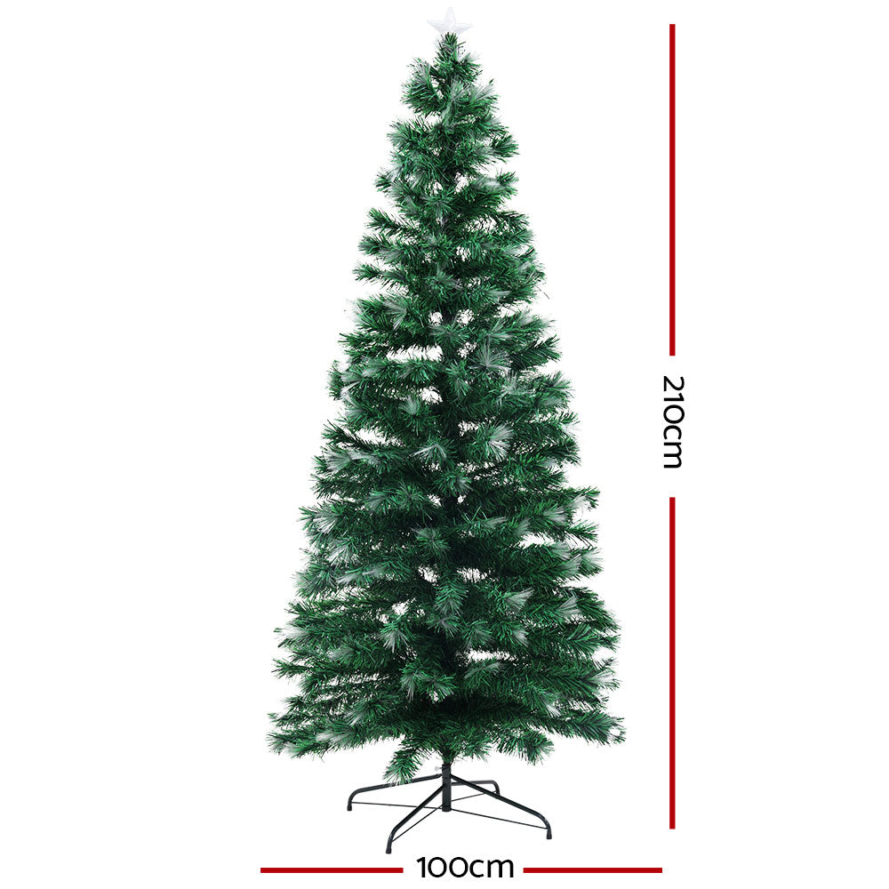 Christmas Tree LED Xmas Lights Optic Fibre Blue Violet Multicolour - 7ft