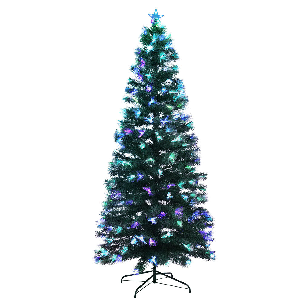Christmas Tree LED Xmas Lights Optic Fibre Blue Violet Multicolour - 7ft