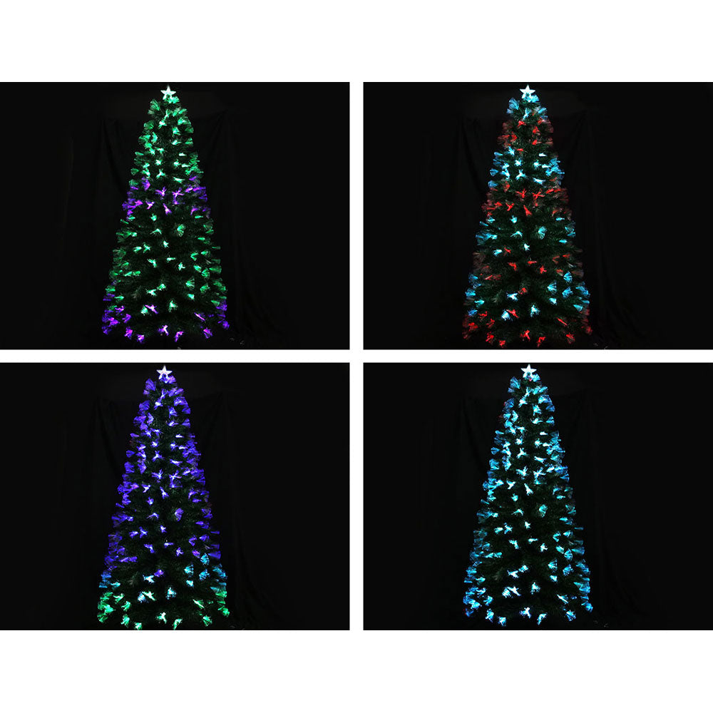 Christmas Tree LED Xmas Lights Optic Fibre Blue Violet Multicolour - 7ft