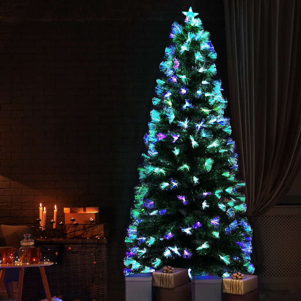 Christmas Tree LED Xmas Lights Optic Fibre Blue Violet Multicolour - 7ft