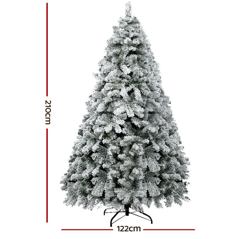 Christmas Tree Xmas Decorations Snowy 520 Tips - 2.4m
