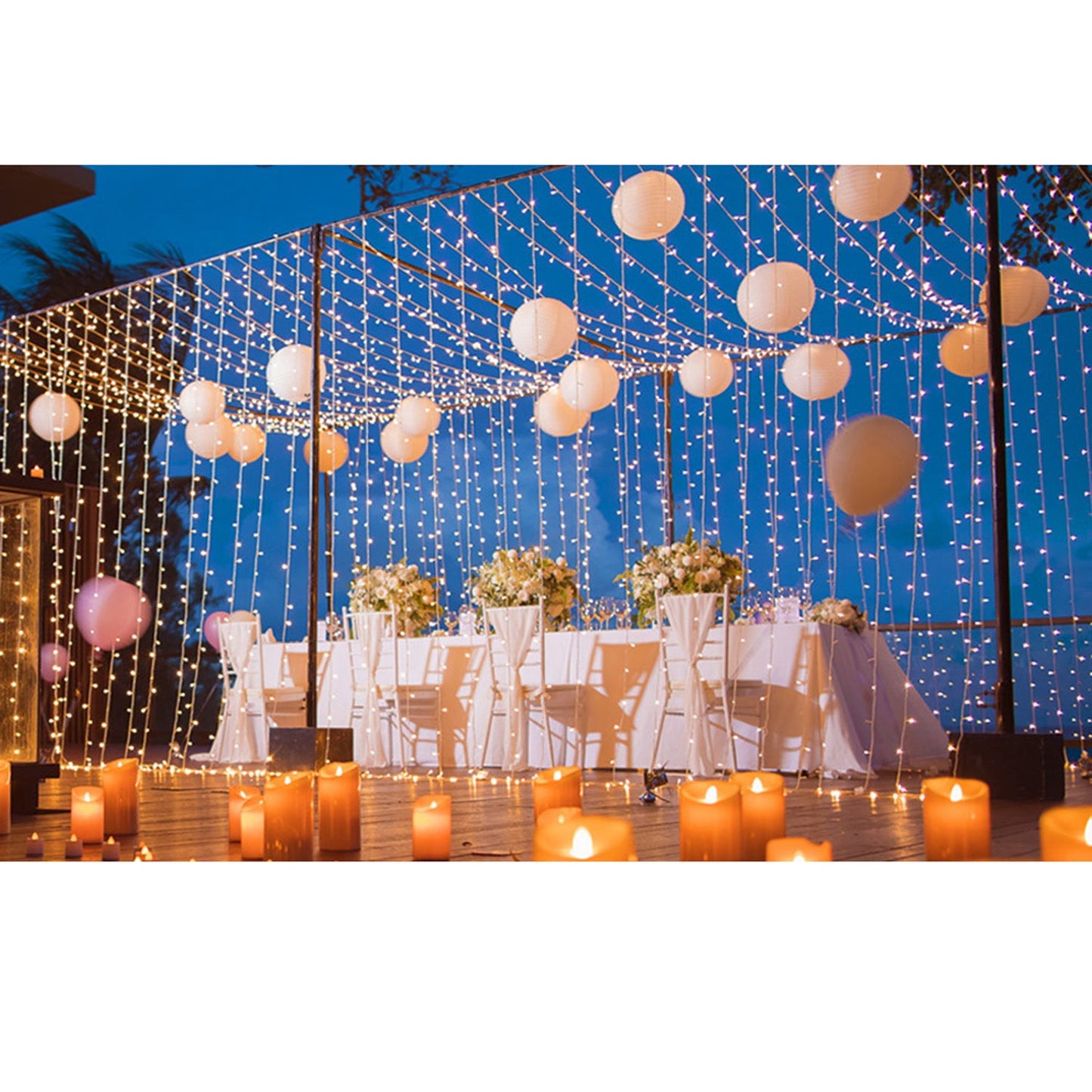 600 LED Curtain Lights - 6x3M Warm White