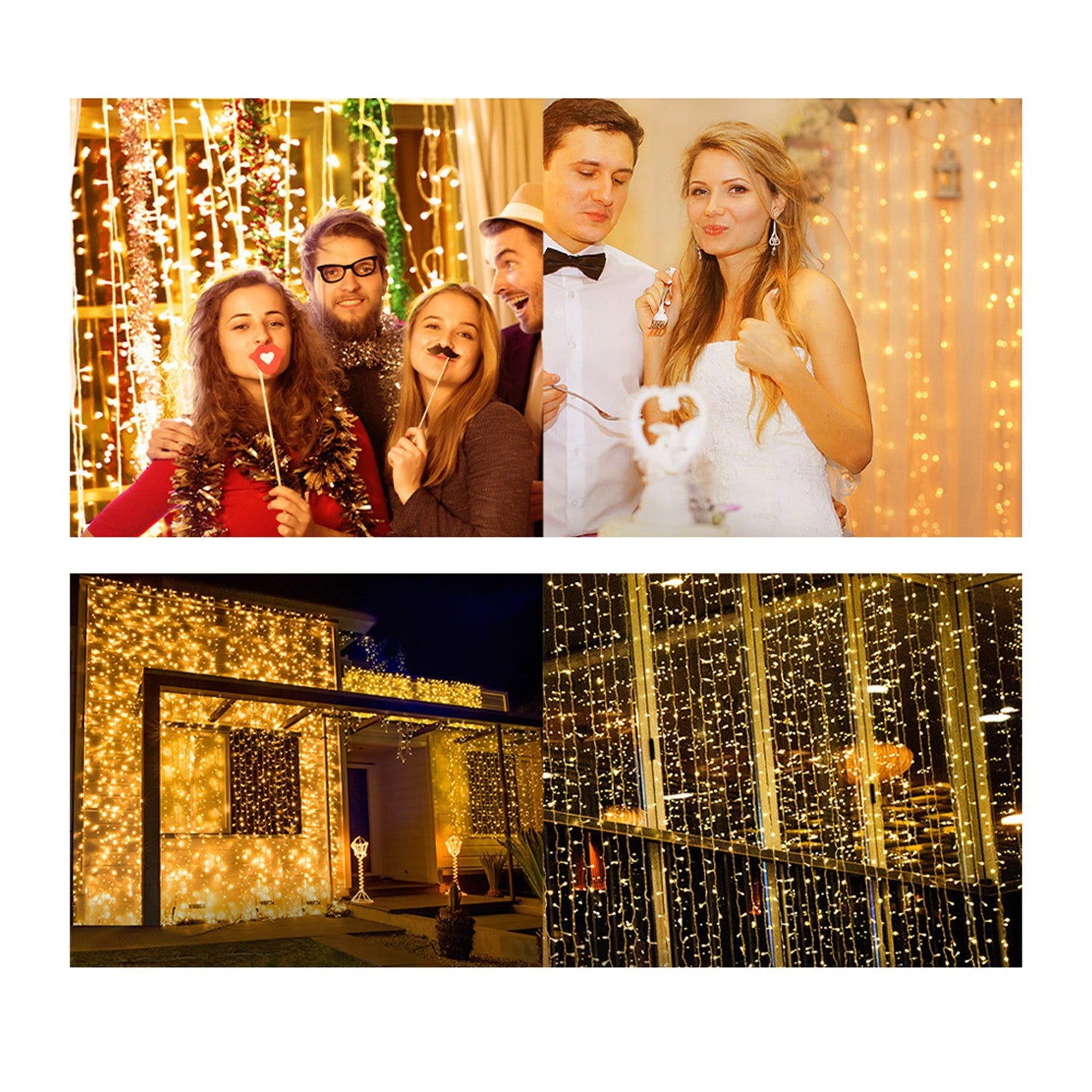 600 LED Curtain Lights - 6x3M Warm White