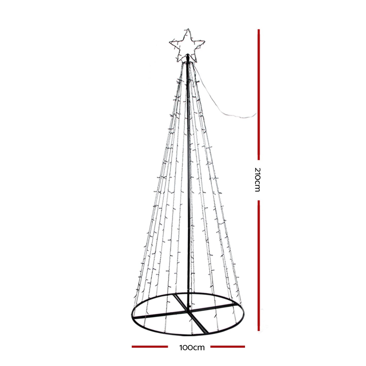 Christmas Tree Xmas Solar Lights Multi Colour 264 LED - 2.1m