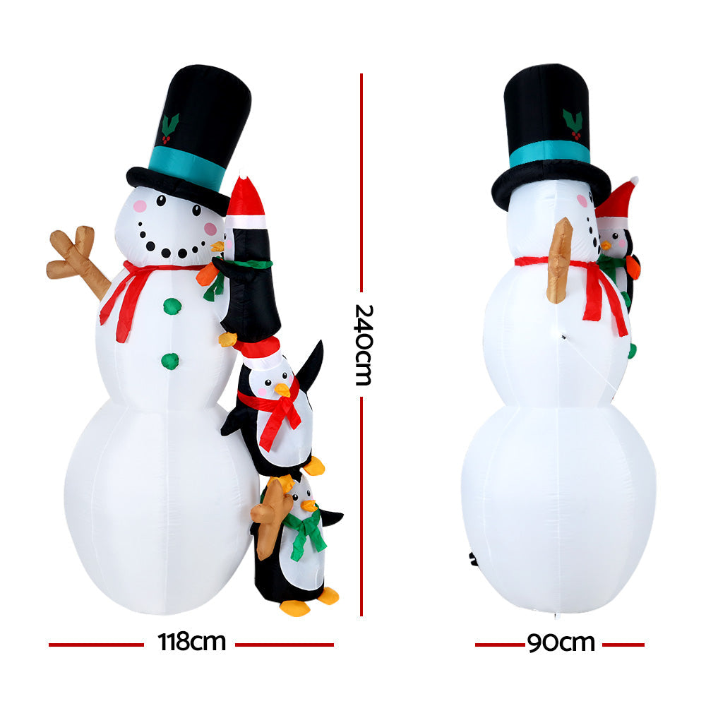 Christmas Inflatable Snowman Xmas Lights Outdoor Decor - 2.4m