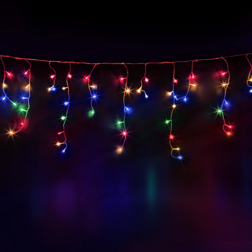 Solar Christmas Icicle Lights Outdoor Xmas Party Multicolour 500 LED - 20m
