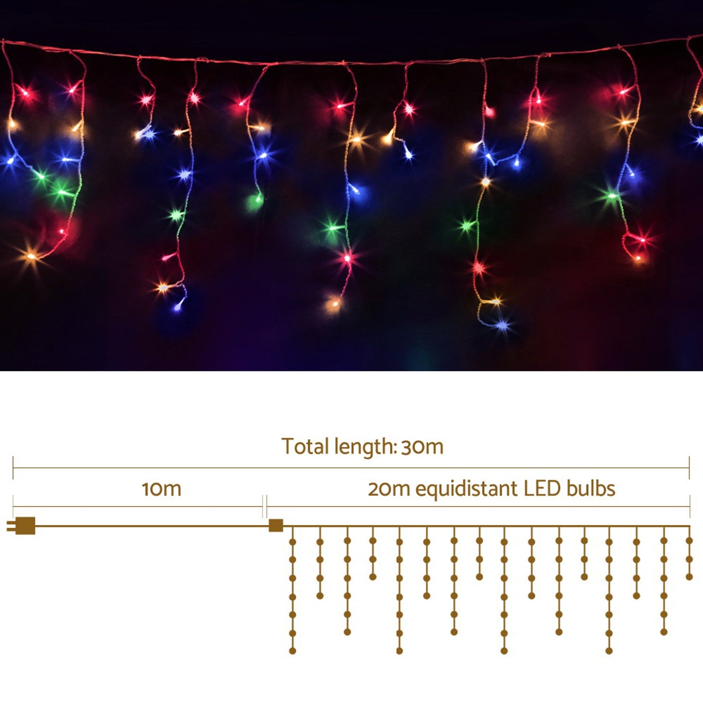 Christmas Icicle Lights Mutlicolour - 800 LED