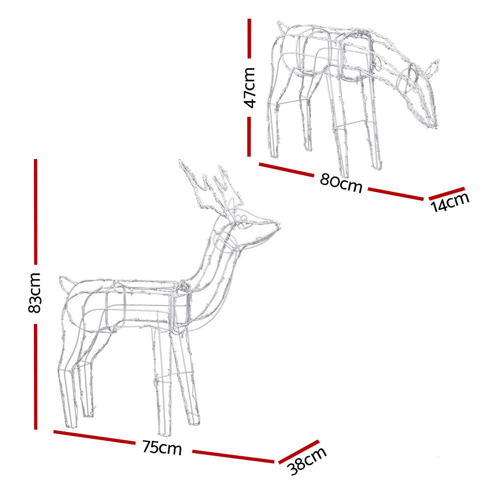 Solar Powered Christmas Motif Xmas Lights LED Rope Reindeer - 2m