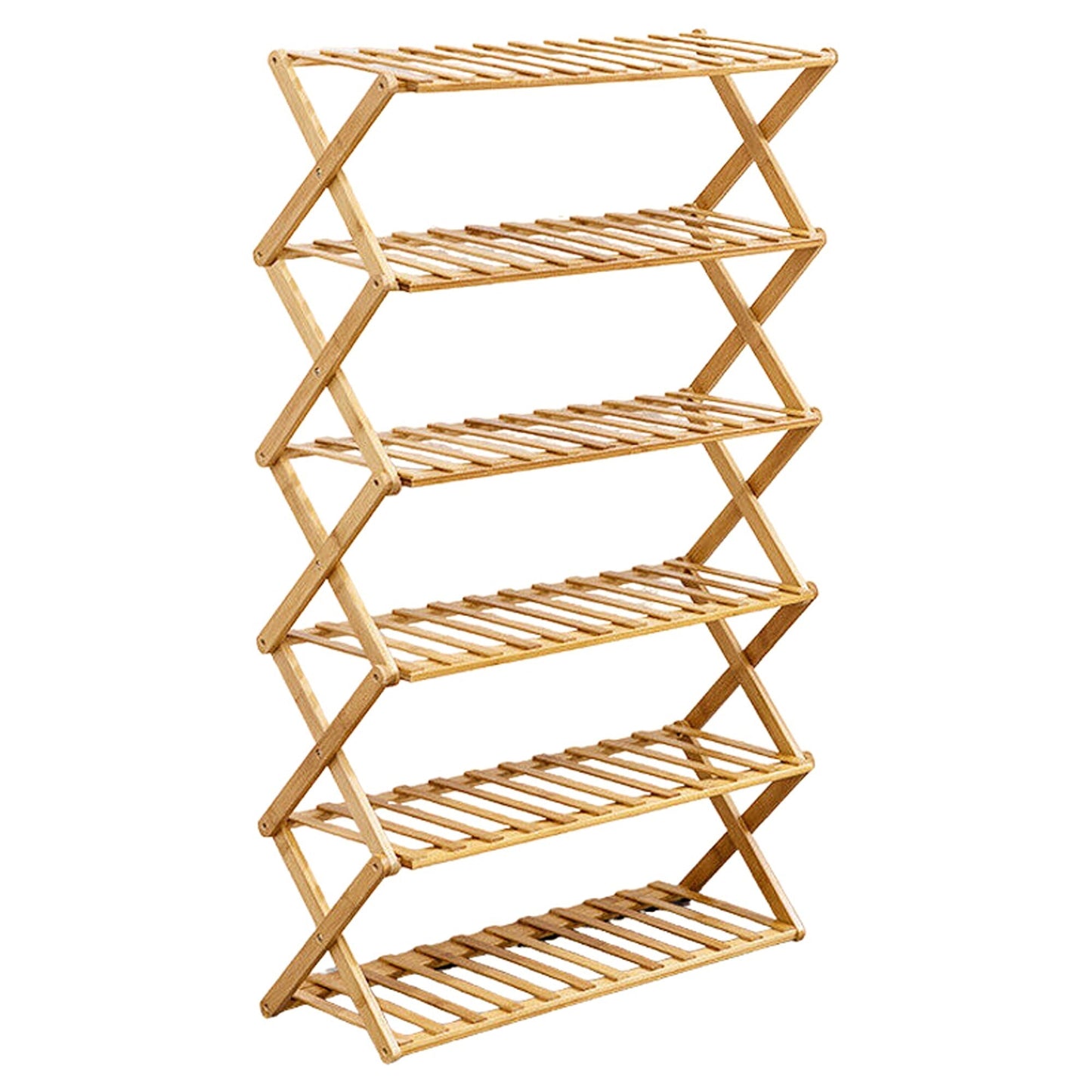 Bamboo Folding Shoe Rack with Multi-Tier Storage Shelf