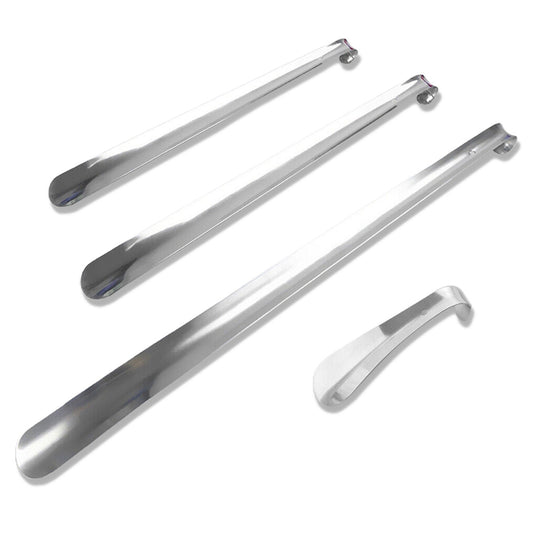 Professional Curved Metal Shoe Horn with Long Stainless Steel Handle