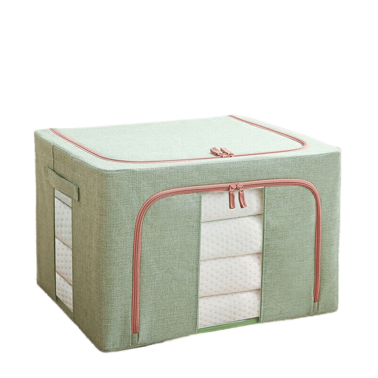 Foldable Storage Box with Crushed Steel Frame Clothes Quilt Toys Organizer