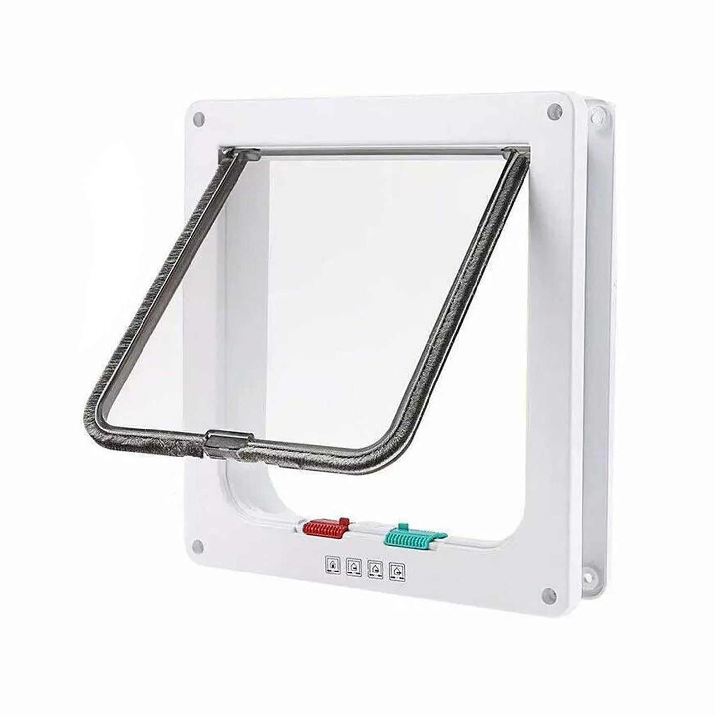 Lockable 4-Way Safe Pet Cat Dog Door with Brushy Flap Screen