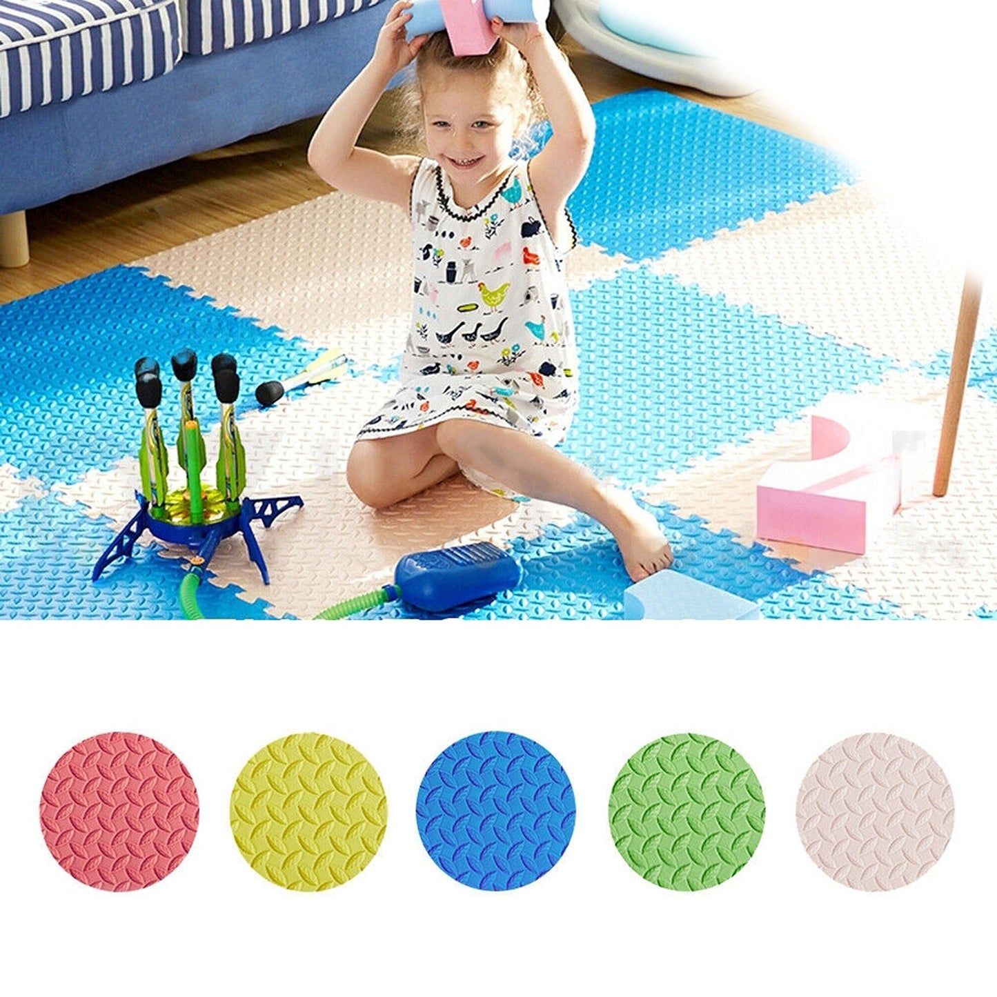 4pcs Gym Floor Mats EVA Foam Interlocking Heavy Duty Puzzle