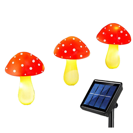Red Solar Mushroom Garden Lights Fairy String LED Decoration