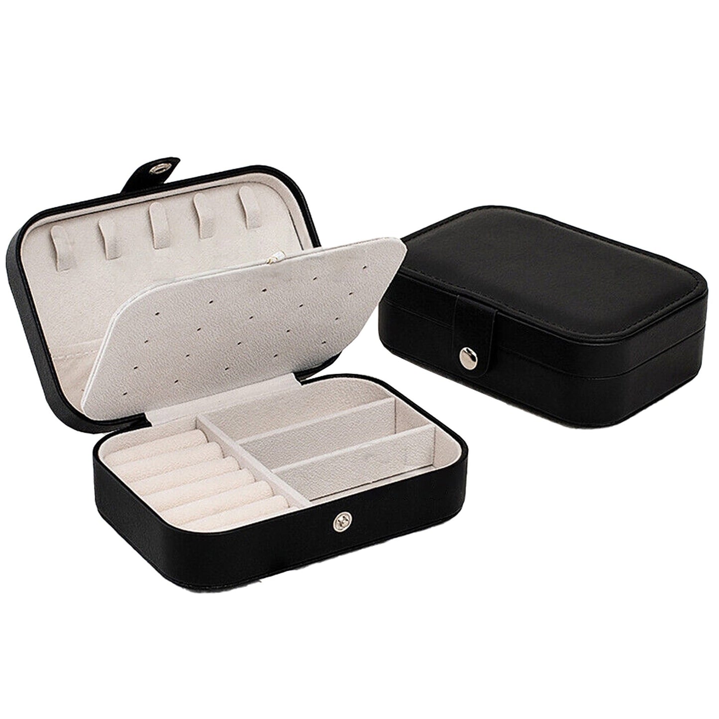 Travel-Sized Portable Leather Jewelry Box Organizer