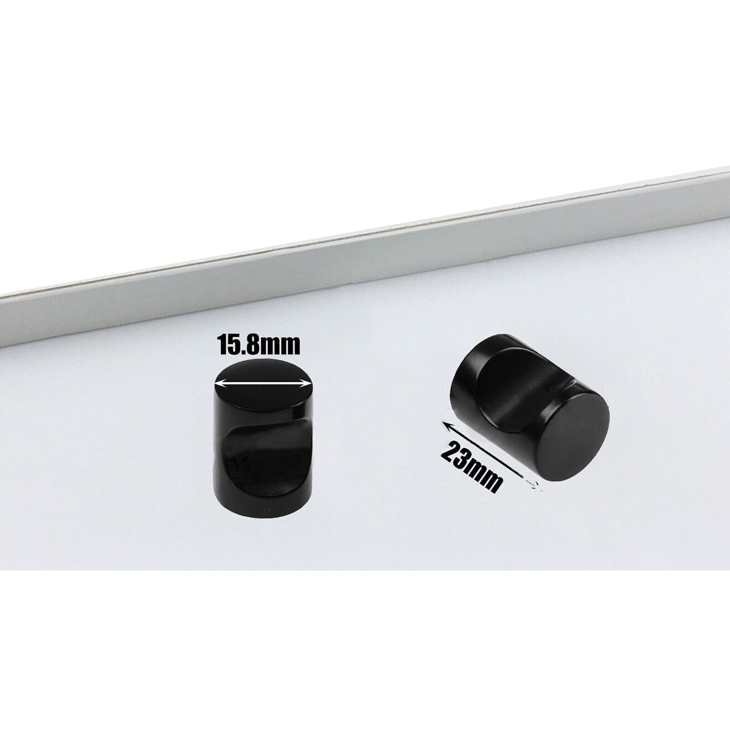 Smaller 15.8 x 23mm Black Notched Style Cabinet Drawer Handles Knobs
