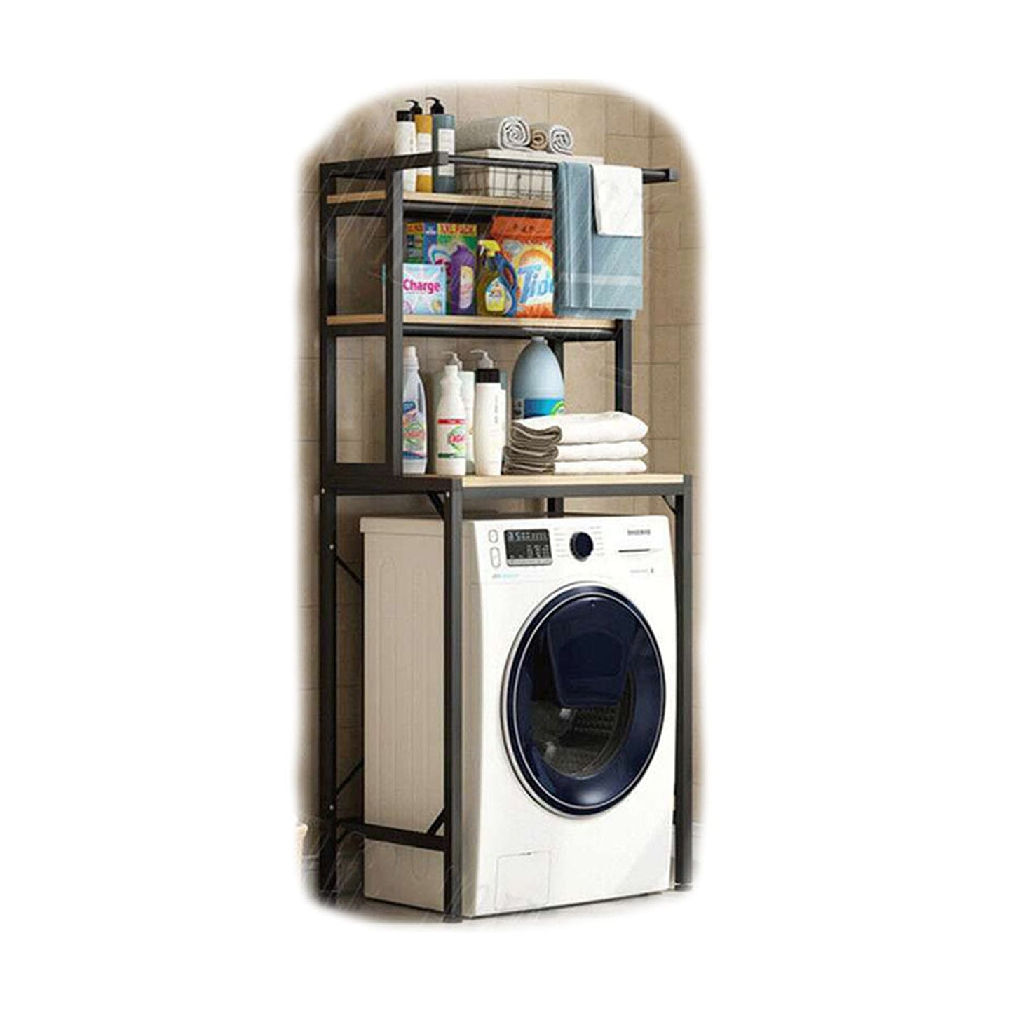 3-Tier Heavy Duty Metal Storage Rack Over Washing Machine Organizer