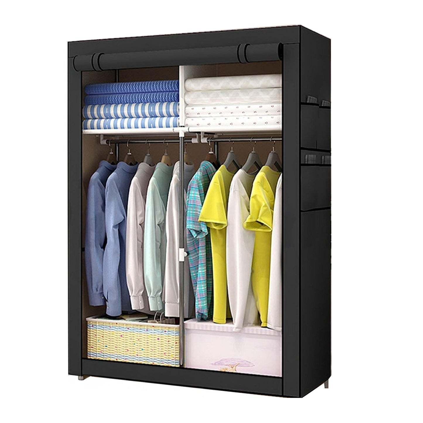 Portable Polyester Wardrobe Closet with Storage Shelves