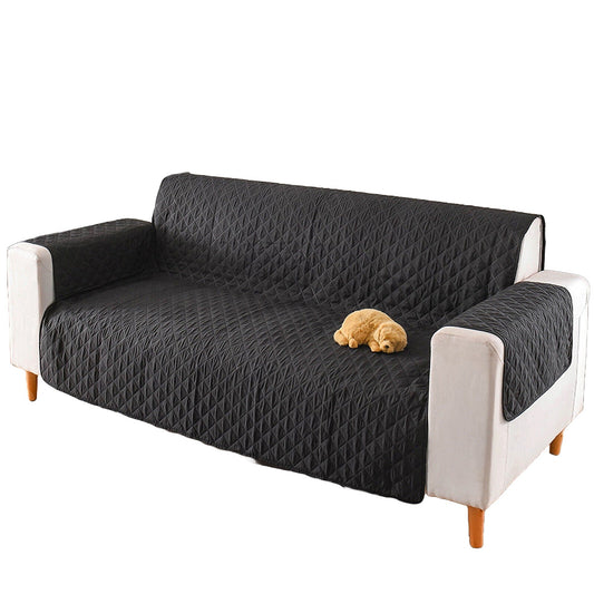Black Quilted Couch Covers Lounge Slipcover Seater Pet Sofa Protector Cover