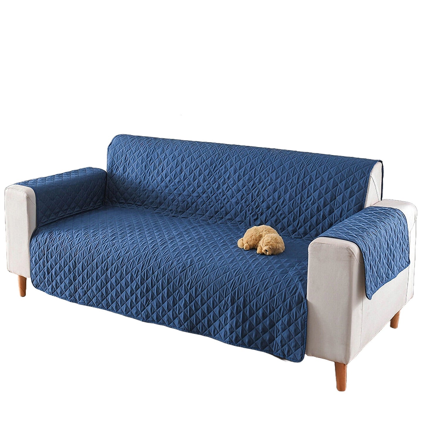 Blue Quilted Couch Covers Lounge Slipcover Seater Pet Sofa Protector Cover
