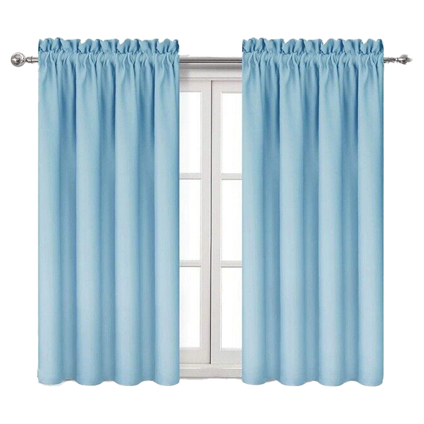 Blue Pinch Pleat Blackout Window Drapes Thermal Insulated