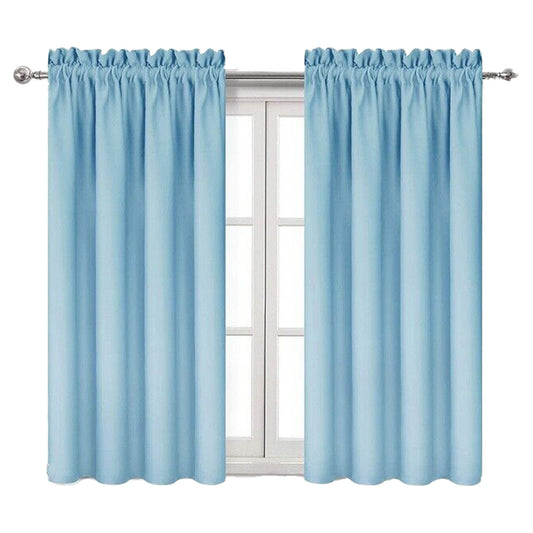 Blue Pinch Pleat Blackout Window Drapes Thermal Insulated