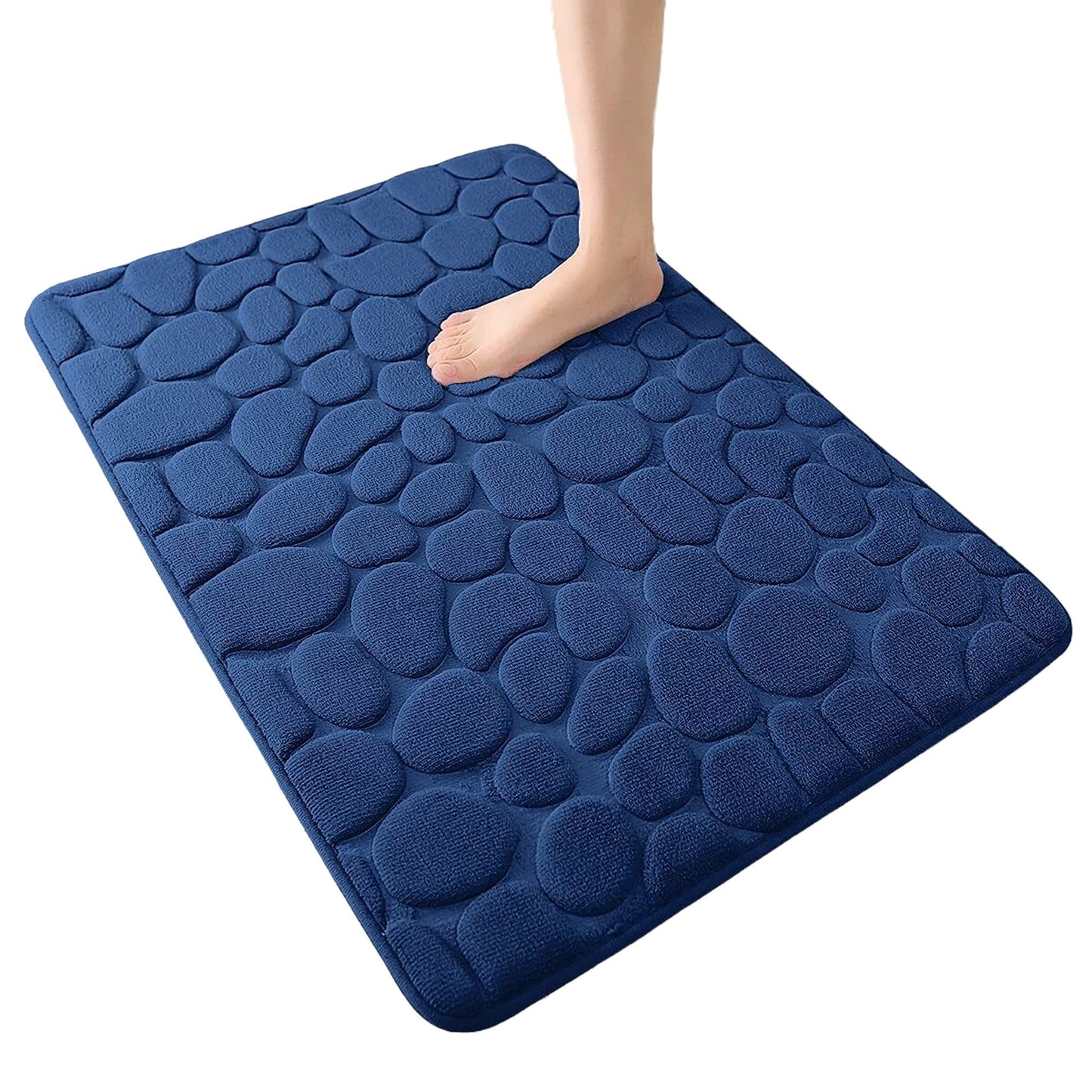 Blue Memory Foam Bath Mat Super Absorbent Non-Slip Bathroom Carpet