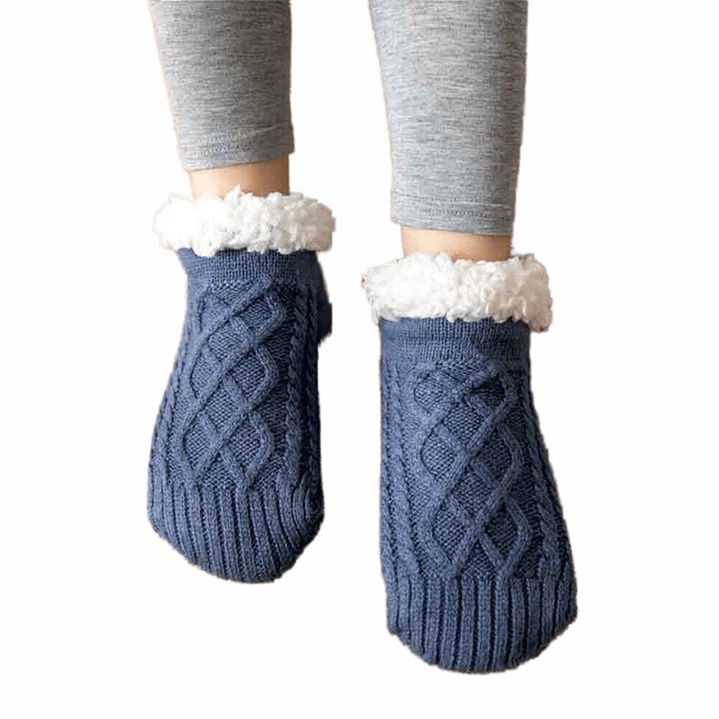 Winter Fleece Lined Women Slipper Socks Warm Fluffy Non Slip