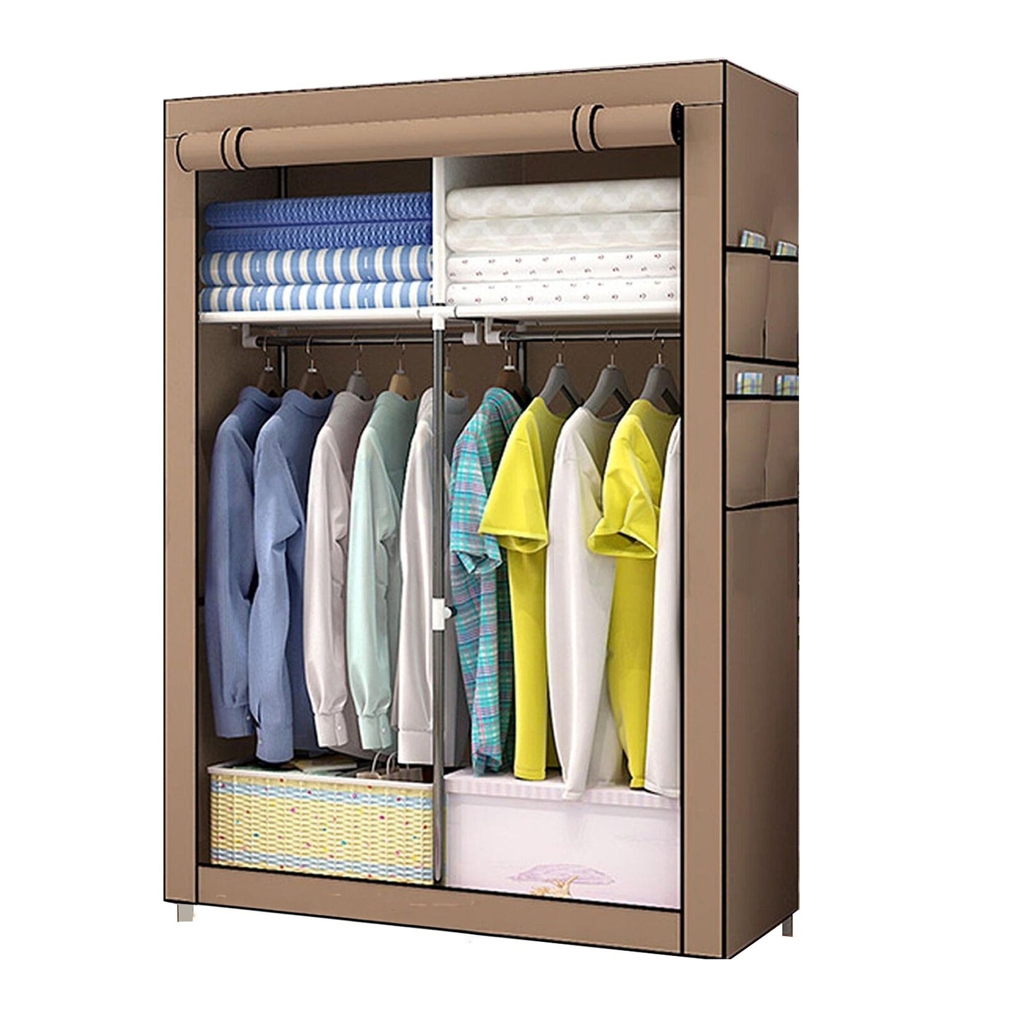 Portable Polyester Wardrobe Closet with Storage Shelves