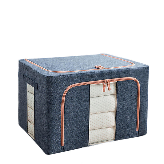 Navy Foldable Storage Box with Crushed Steel Frame Clothes Quilt Toys Organizer