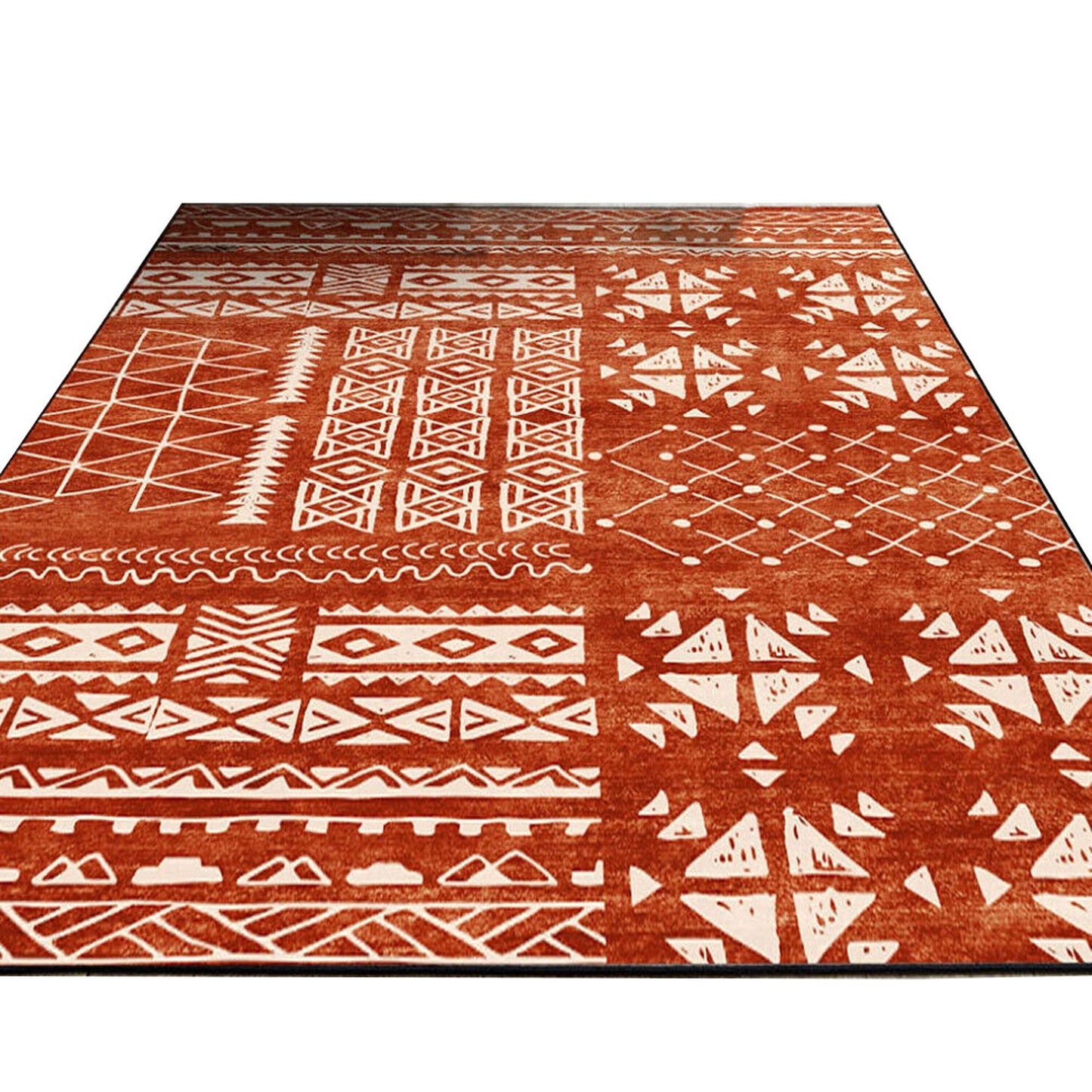 Red Morroco Design Large Soft Shaggy Easy Clean Area Rug